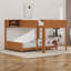 Lit superposé en bois double TG avec tablette de rangement intégrée et échelle-133665715