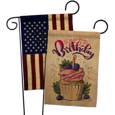Double Sided 18.5'' H x 13'' W Polyester Birthday Garden Flag