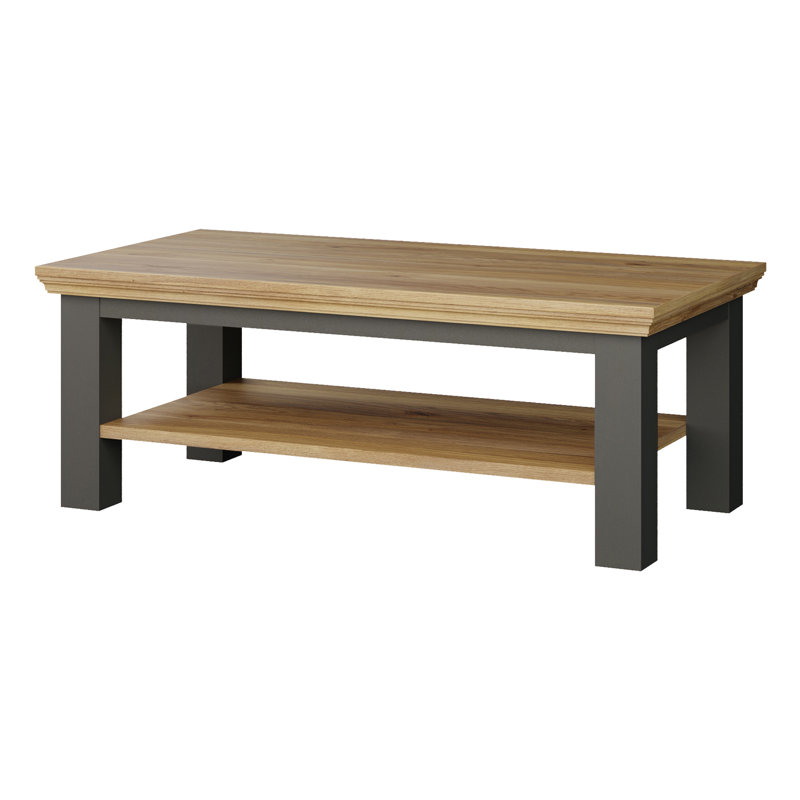 Rosswell Coffee Table with Storage, Oak Wood/Black