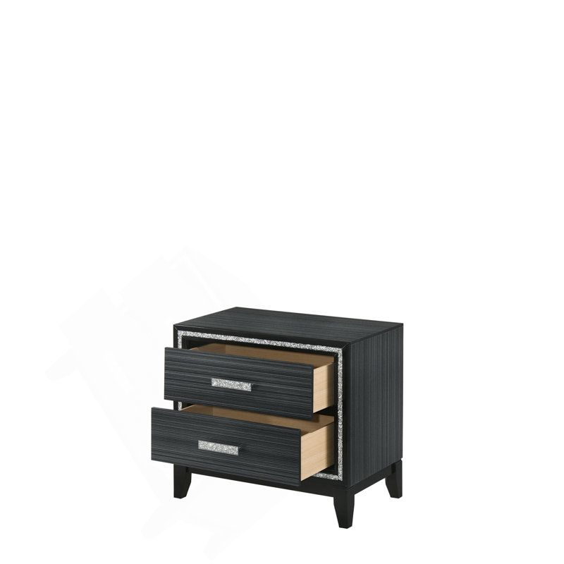 Table de chevet vieillie Haiden, Noir