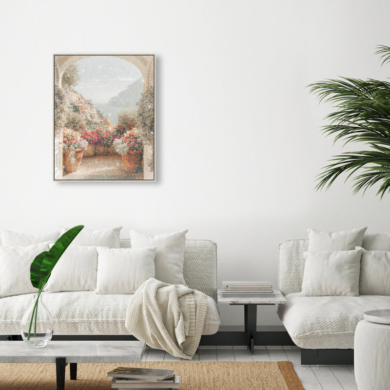Clifftop Crimson II Canvas Architecture Print by Oliver Gal, Black Frame, 16 x 20, 25"H x 31"W, White Floater Frame