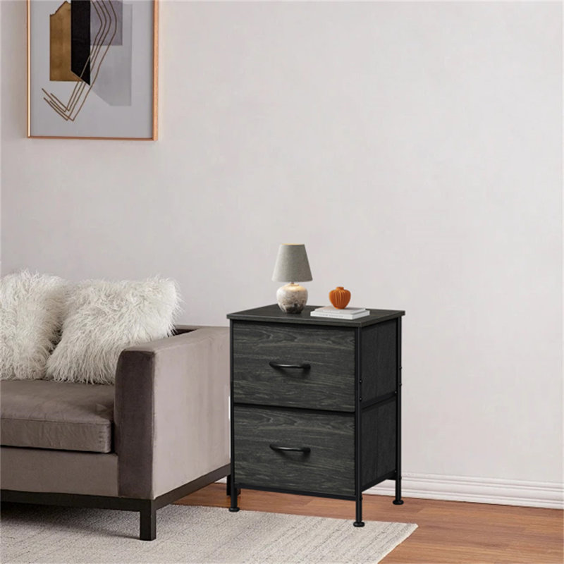 Table de chevet moderne avec rangement, Gris anthracite / noir