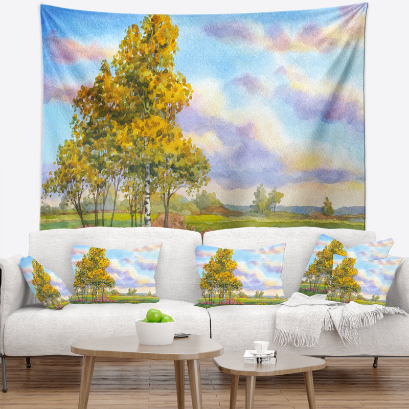 Schafer, arbres verts en tapisserie du soir, H 50 po x l 60 po