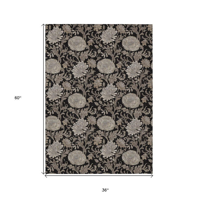 Tapis d'intérieur lavable extérieur floral 3 pi x 5 pi