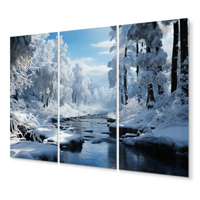 «White Winter Harmony I» sur toile, reproduction de 3 pièces