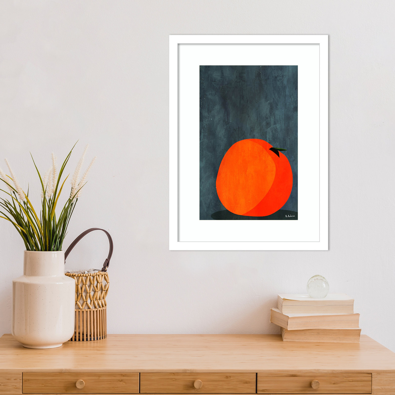Calmly Sleeping Apple Print, White, 19" H x 14" W