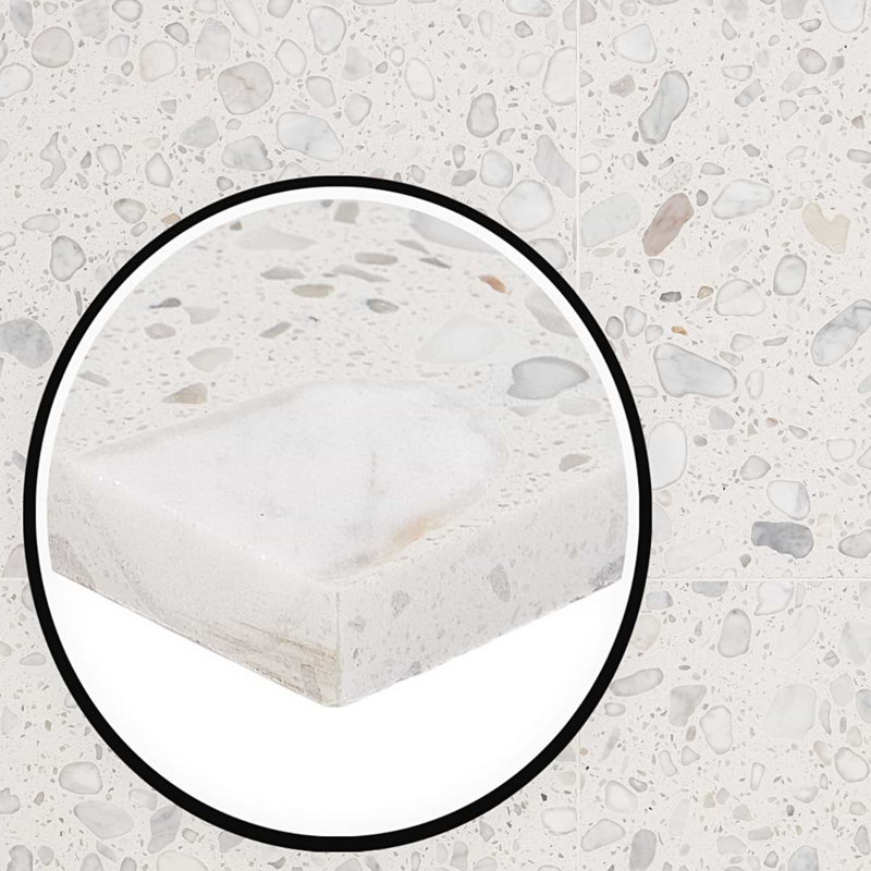 Terrazzo Italy Sacra 24x24 Honed Marble Tile, Sacra Bianco White