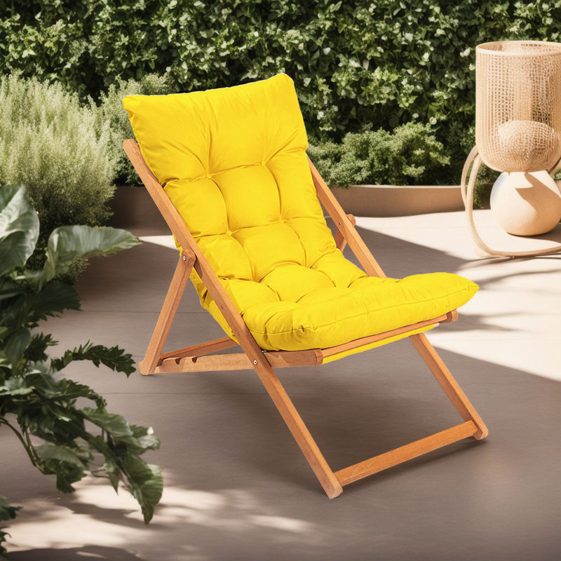 Phillippi Reclining Deck Chair with Cushion, Yellow