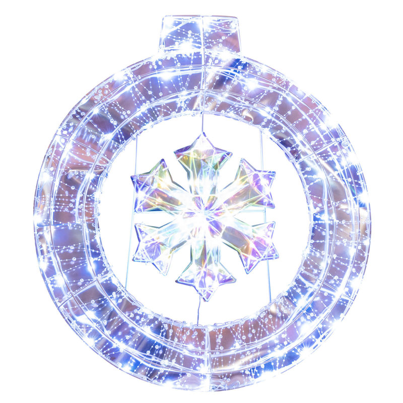 Couronne de Noël illuminée 33 po avec 128 lumières DEL blanches froides