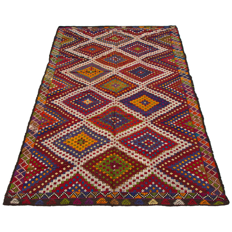 Tapisserie «Kunim» rouge foncé Kilim 5 pi 7 po x 11 pi 1 po