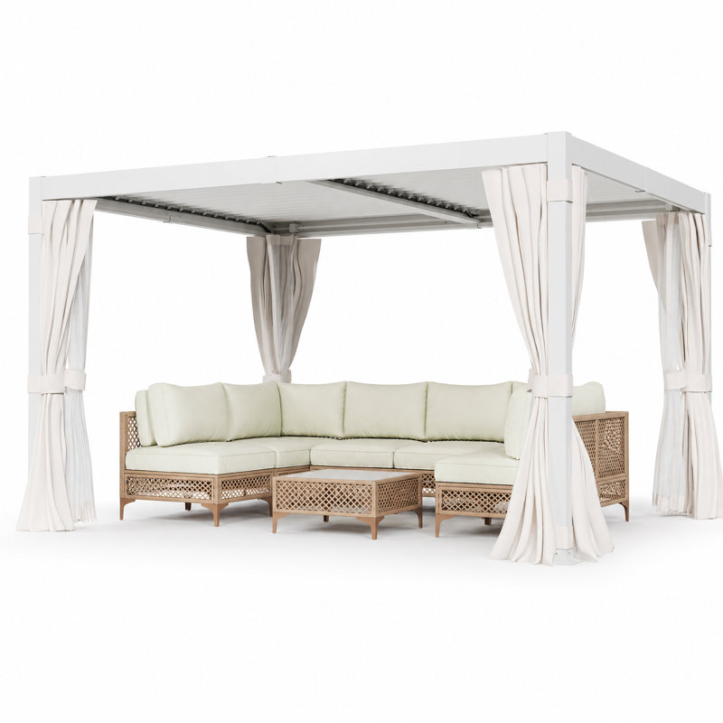 12 pi. L 10 pi. Pergola à persiennes tout aluminium en aluminium de qualité supérieure D 6 personnes
