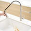 Robinet d'évier de cuisine pivotant à 360 ° avec poignée rétractable, nickel brossé, acier inoxydable, robinet à poignée simple, conception attrayante-953266848