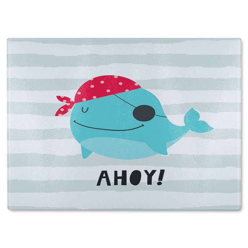 Ahoy! Whale Glass Chopping Board, 40cm L x 28cm W