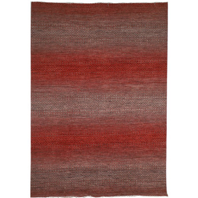 South Sea Hand-Knotted High-Quality Area Rug in Red/Gray