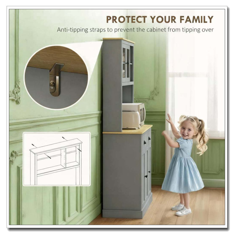 71" Tall Pantry Cabinet Freestanding Kitchen Cabinet