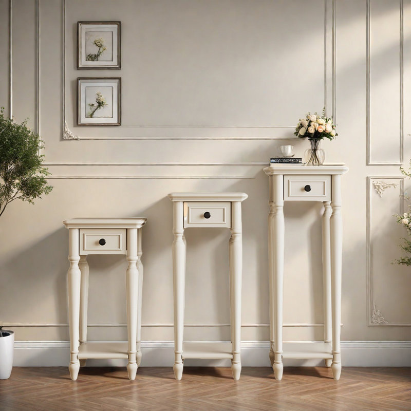 Classic Solid Wood Stand Open Shelves Rounded