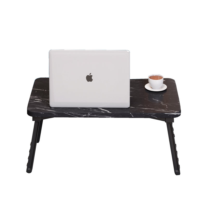 InterGo Foldable Table, Portable Laptop Desk, Bed Table Tray Breakfast And Computer Stand in, Black Marble