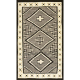 Antique Navajo Small Scatter Size Wool Gray, Ivory Beige Cream White Rug