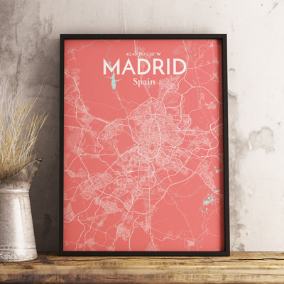 Madrid City Map - No Frame Print