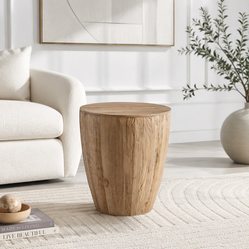 Table basse en forme de seau de style rétro avec rangement, 21,38 lb, Naturel