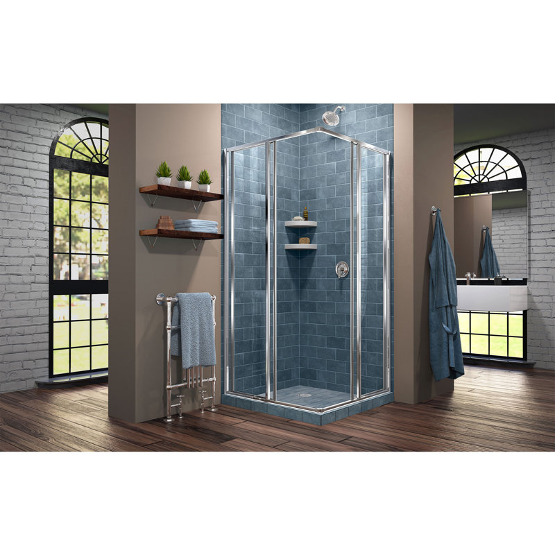  Cabine de douche coulissante encadrée en chrome DreamLine Cornerview, Chrome, 40.4375 inch W
