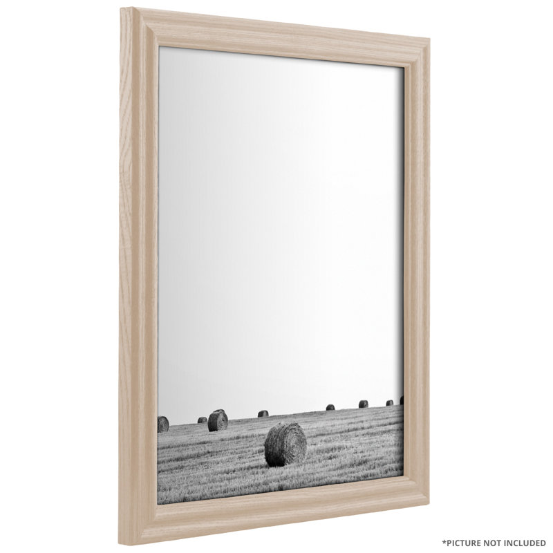 Cadre photo simple en bois biseauté, L 20 po x H 20 po, Blanc délavé
