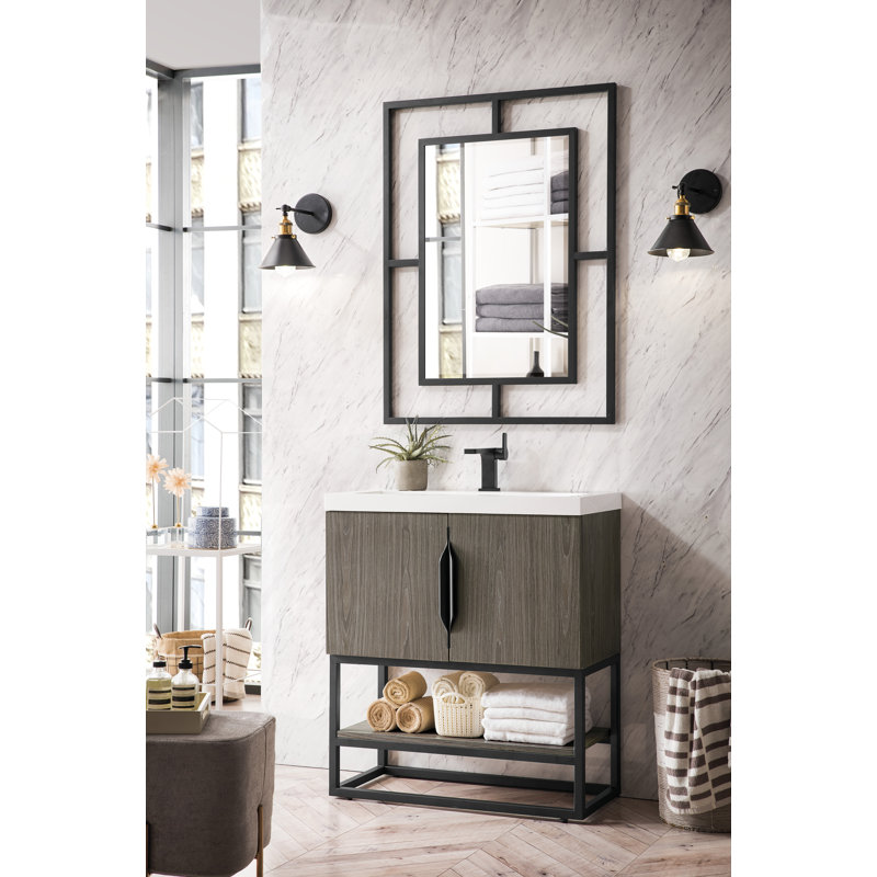 Columbia 31.5'' W Single Vanity, Ash Gray, Matte Black
