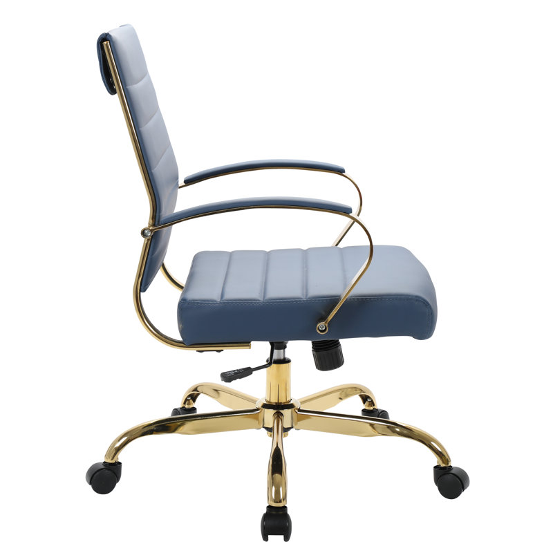 Fauteuil de bureau pivotant en cuir Naudain, Ensemble de 8, Bleu