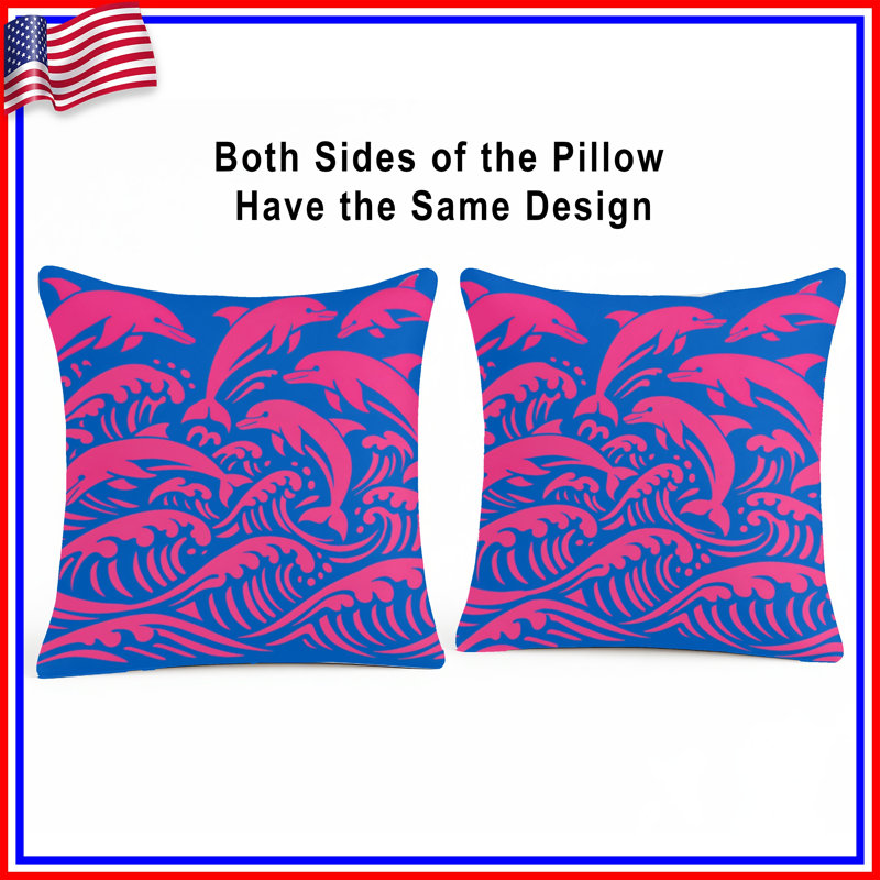 Coussins Dolphins Waves, 18 x 18 inches
