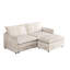 Canapé modulaire 2 places en L avec repose-pieds et revêtement en velours côtelé, structure en bois, haut, beige, canapé modulaire beige, bois, éponge, confortable-121047934