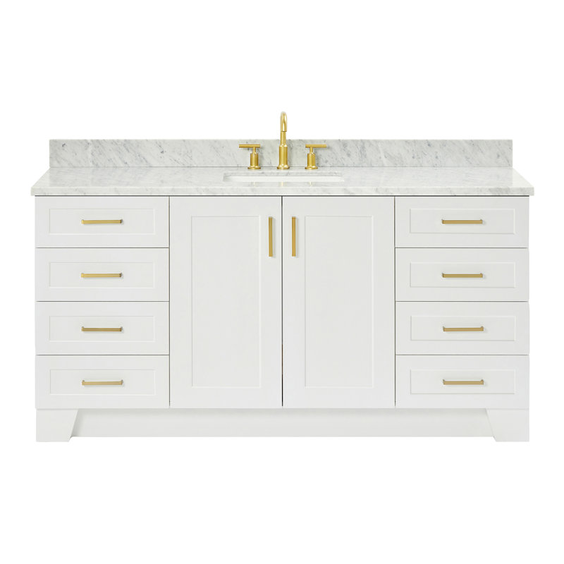 ARIEL TAYLOR 61 IN SINGLE RECTANGLE SINK VANITY, Rectangular, White, 67"