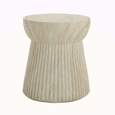 Outdoor Travertine Concrete Side Table