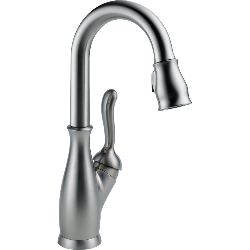 Robinet de bar pulvérisateur rétractable à poignée simple Leland, Acier arctique