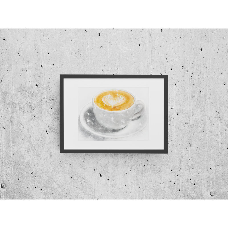 Coffee Cup With Heart Love - Single Picture Frame Print