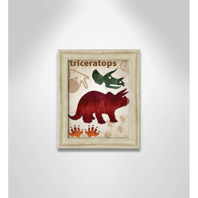 Adhésif décoratif dinosaures-04 ', H 12 po x l 10 po x P 0,625 po, Beige Flat Framed
