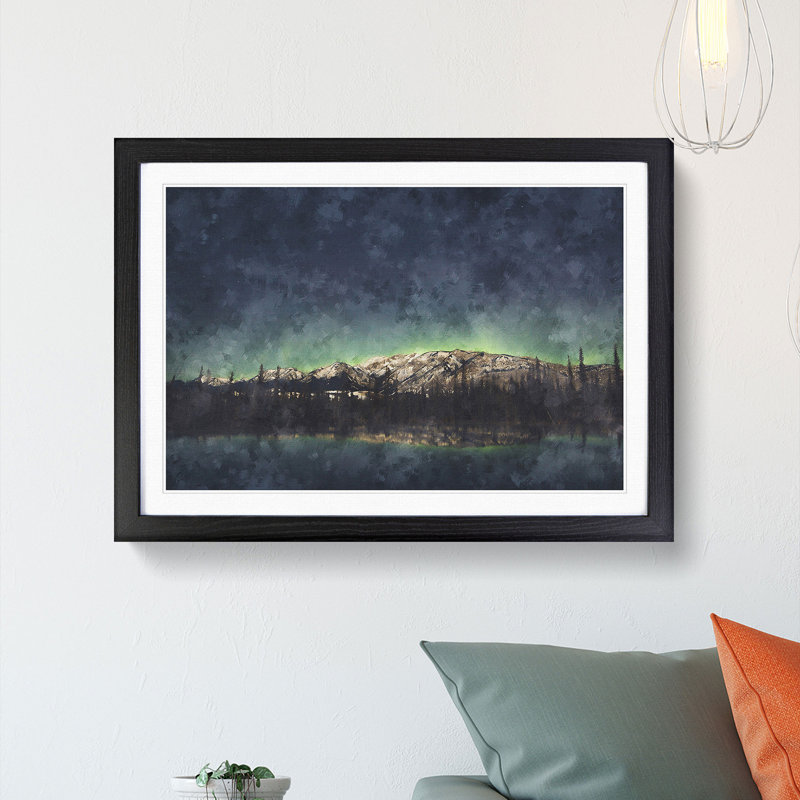 Northern Lights over in Canada - Picture Frame Graphic Art Print, Black Framed, 33cm H x 45cm W x 2cm D