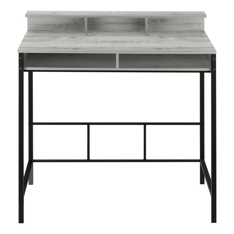 Bureau d'ordinateur 48 "avec tablettes de rangement pour bureau personnel - Design moderne gris / noir | Idée cadeau