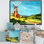 Paysage avec un moulin à vent et un toit de tuiles - Peinture sur toile