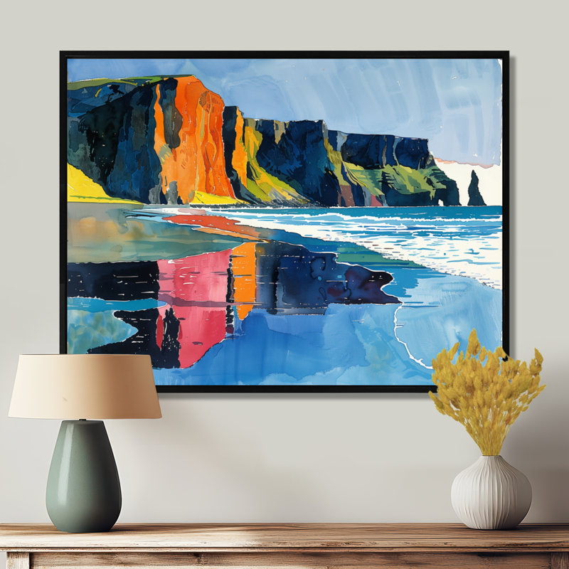 Satterfield - Beach Wall Art Living Room, Cadre flottant doré, H 12 po x l 20 po