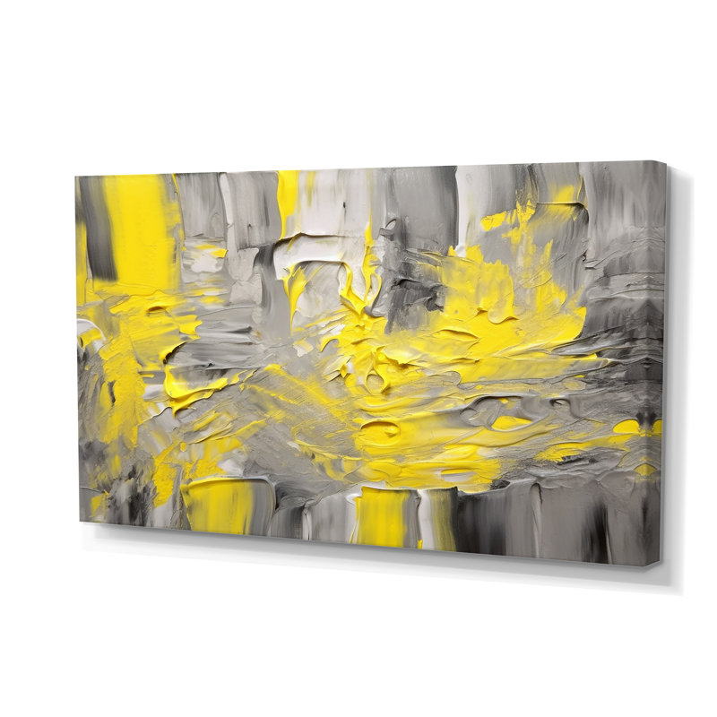 Moutarde jaune et gris vif IV - Art abstrait encadré