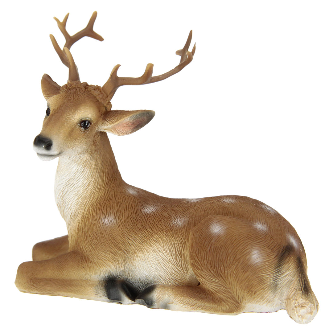 Figur liegender Hirsch Rehkitz Bambi Rehbock Rehfigur Geweih Rotwild Tierfigur Dekofigur Figuren Skulptur Gartenfigur Ga...