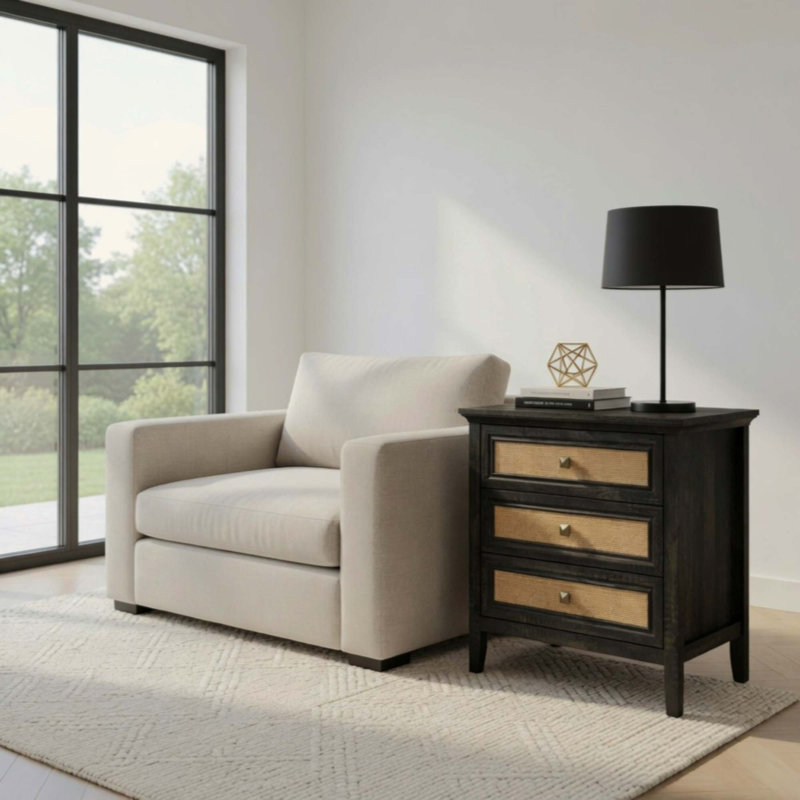 Table de chevet 3 tiroirs Coffee Boho