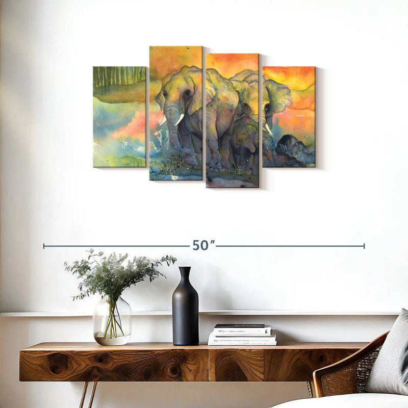 Brampt Elephants Kin, 22" H x 36" W