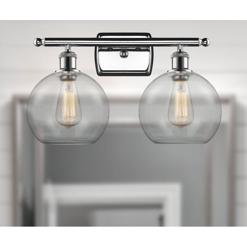 Éclairage pour meuble-lavabo en laiton antique à 2 lumières Almatine, Transparent, Nickel poli, DEL