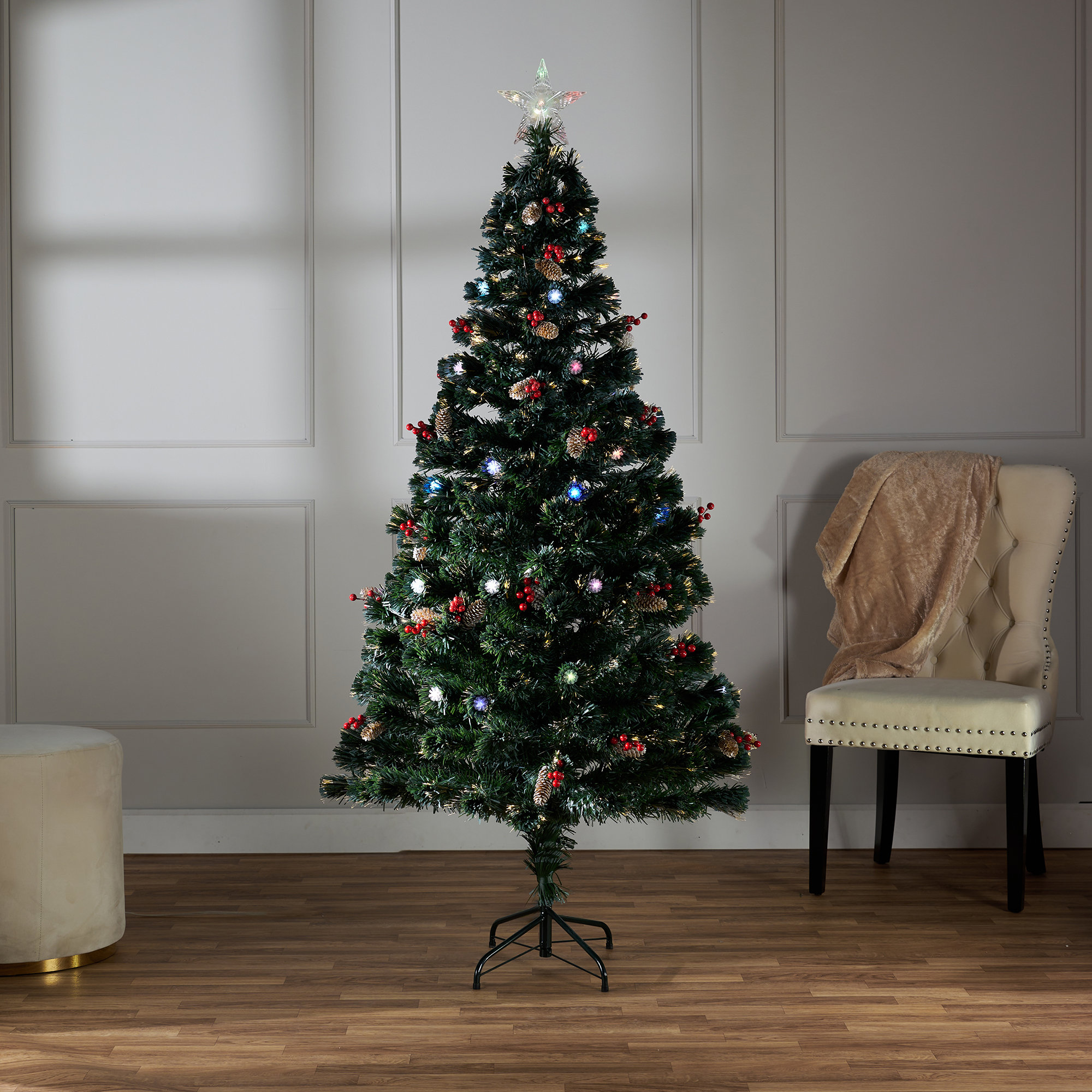 HiLine Gift Ltd. 5'10" H Green Pine Cashmere Christmas Tree with 40