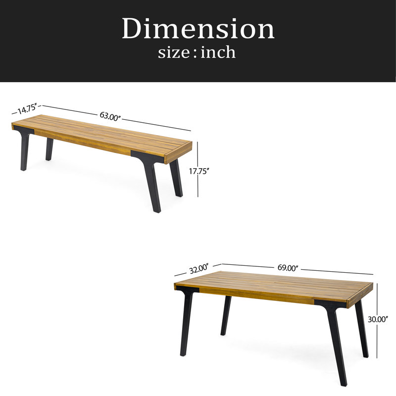 1 Dining Table+2 Dining Benches