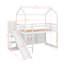 Lit mezzanine simple en bois avec glissoire, tablettes et lumière-1366812277