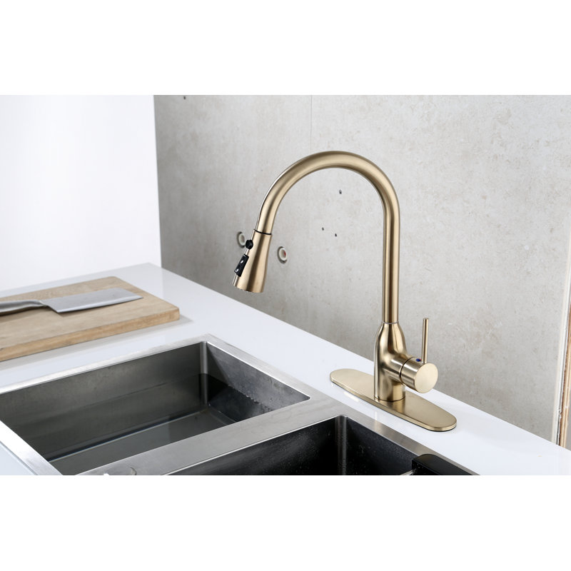 RunFine Group Pull Down Kitchen Faucet, Matte Gold