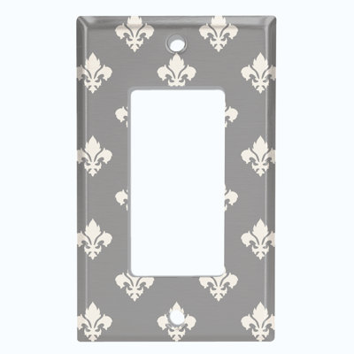 Fleur De Lis Gray Patterned 1 - Gang Rocker Standard Wall Plate
