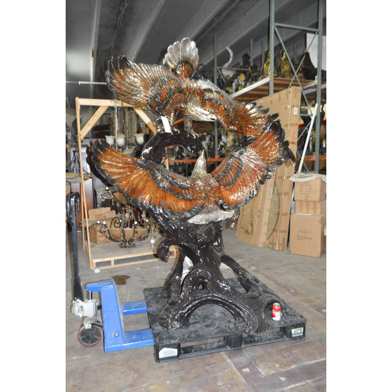 2 Eagles Fighting -Giant Bronze Statue -  Size: 64"L x 44"W x 92"H.